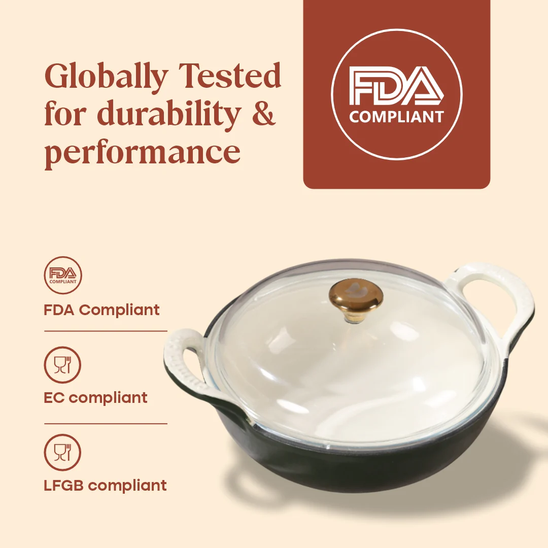 No. 10 Enamel Cast Iron Kadai (3L) - Image 12