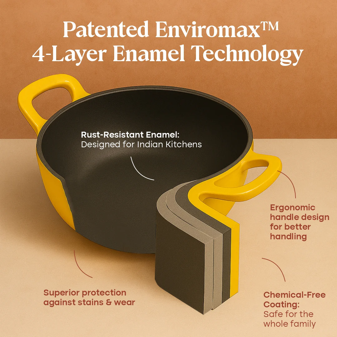 No. 10 Enamel Cast Iron Kadai (3L) - Image 13