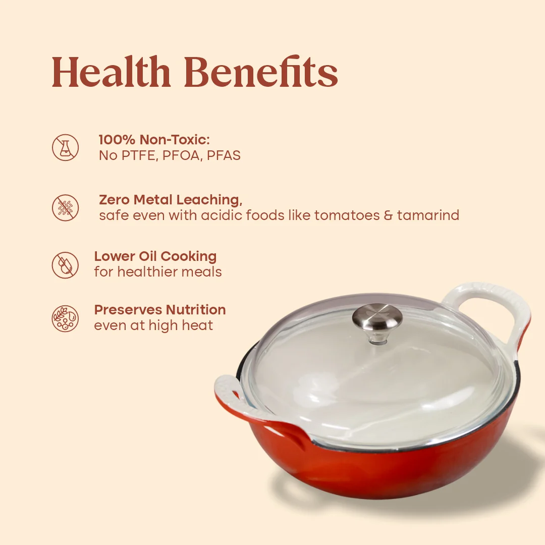 No. 10 Enamel Cast Iron Kadai (3L) - Image 14