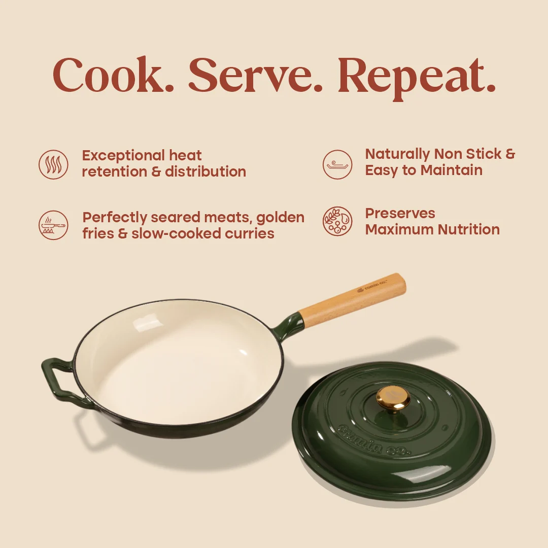 No. 10 Enamel Cast Iron Pan (26cm) - Image 6