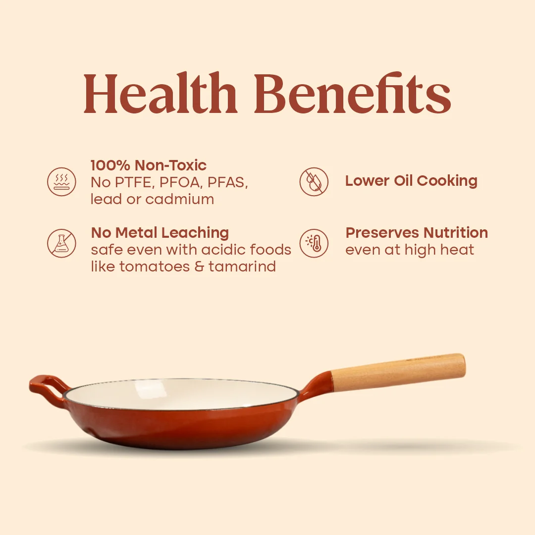 No. 10 Enamel Cast Iron Pan (26cm) - Image 9