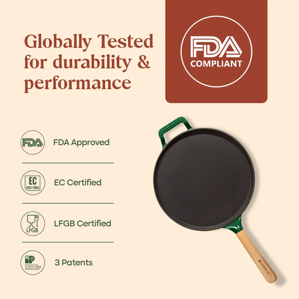 No. 11 Enamel Cast Iron Dosa Tawa (28cm) - Image 14