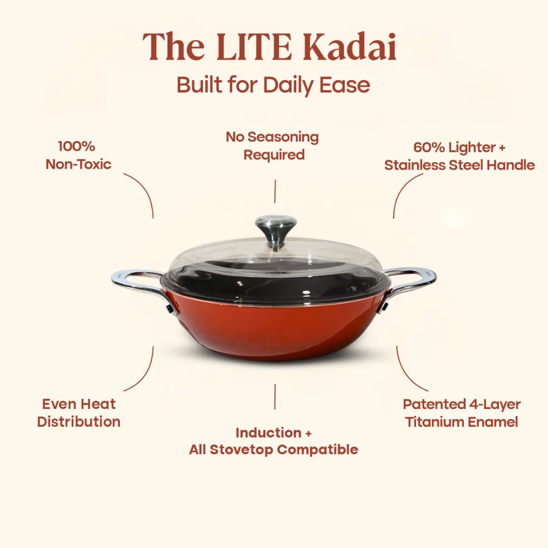 No. 11 Enamel Cast Iron Kadai LITE (3.9L) - Image 17