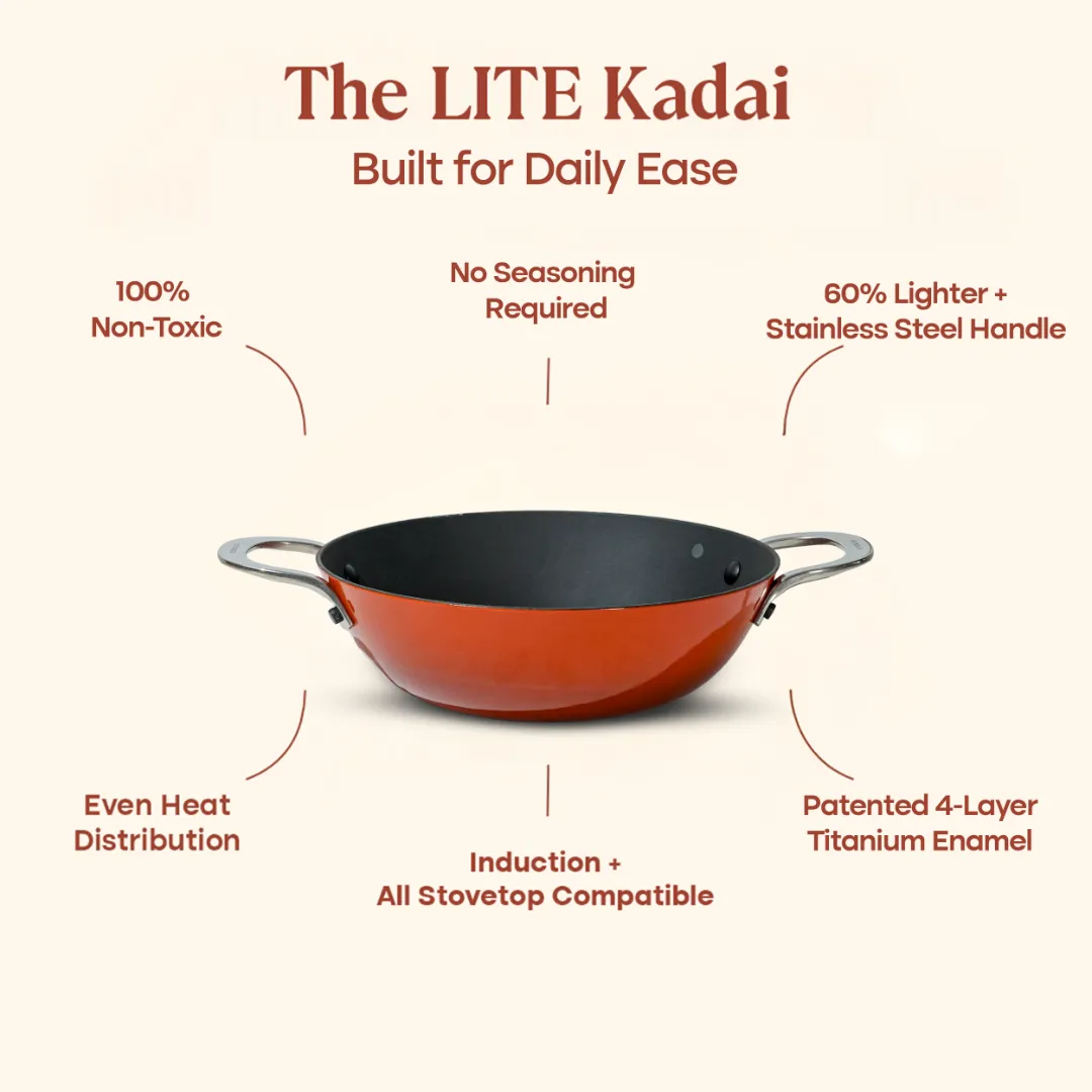 No. 9 Enamel Cast Iron Kadai LITE (2.1L) - Image 21