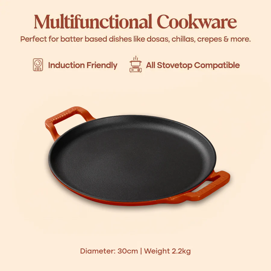 No. 12 Enamel Cast Iron Dosa Tawa (30cm) - Image 13