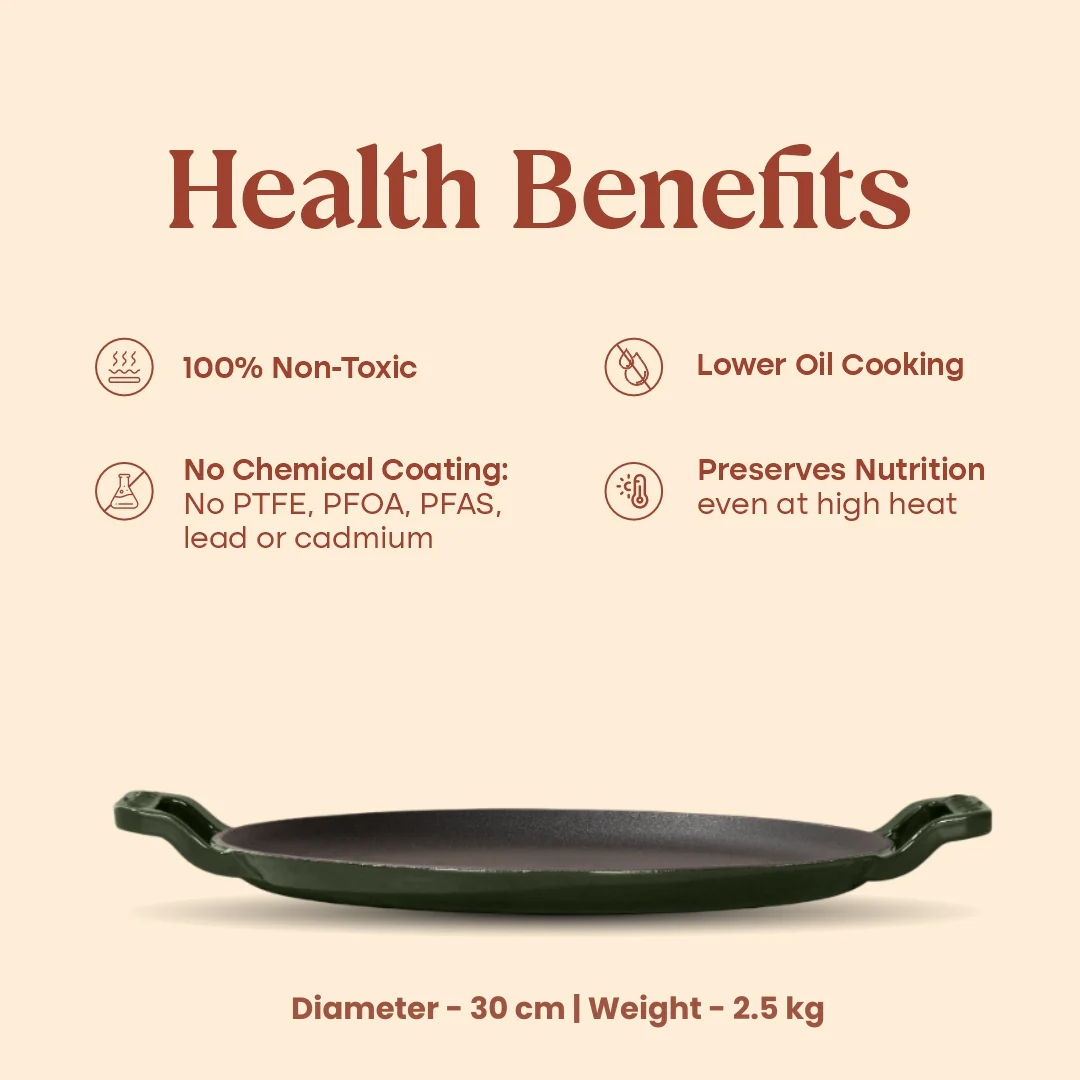 No. 12 Enamel Cast Iron Dosa Tawa (30cm) - Image 14