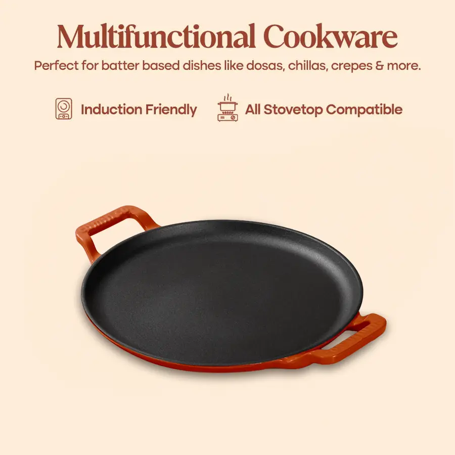 No. 12 Enamel Cast Iron Dosa Tawa (30cm) - Image 15