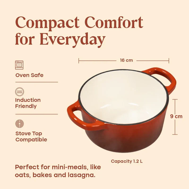 No. 6 Enamel Cast Iron Dutch Oven (1.2L) - Image 12